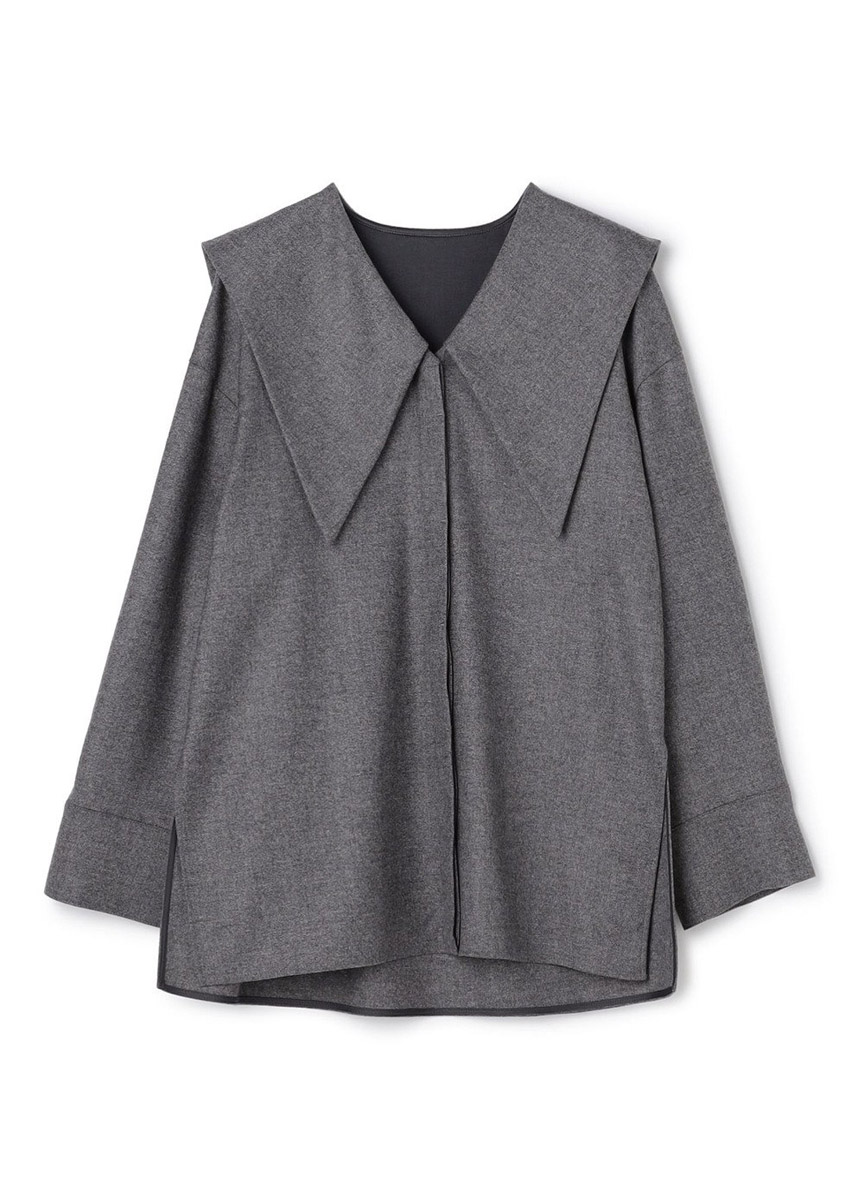 法蘭絨大領片襯衫